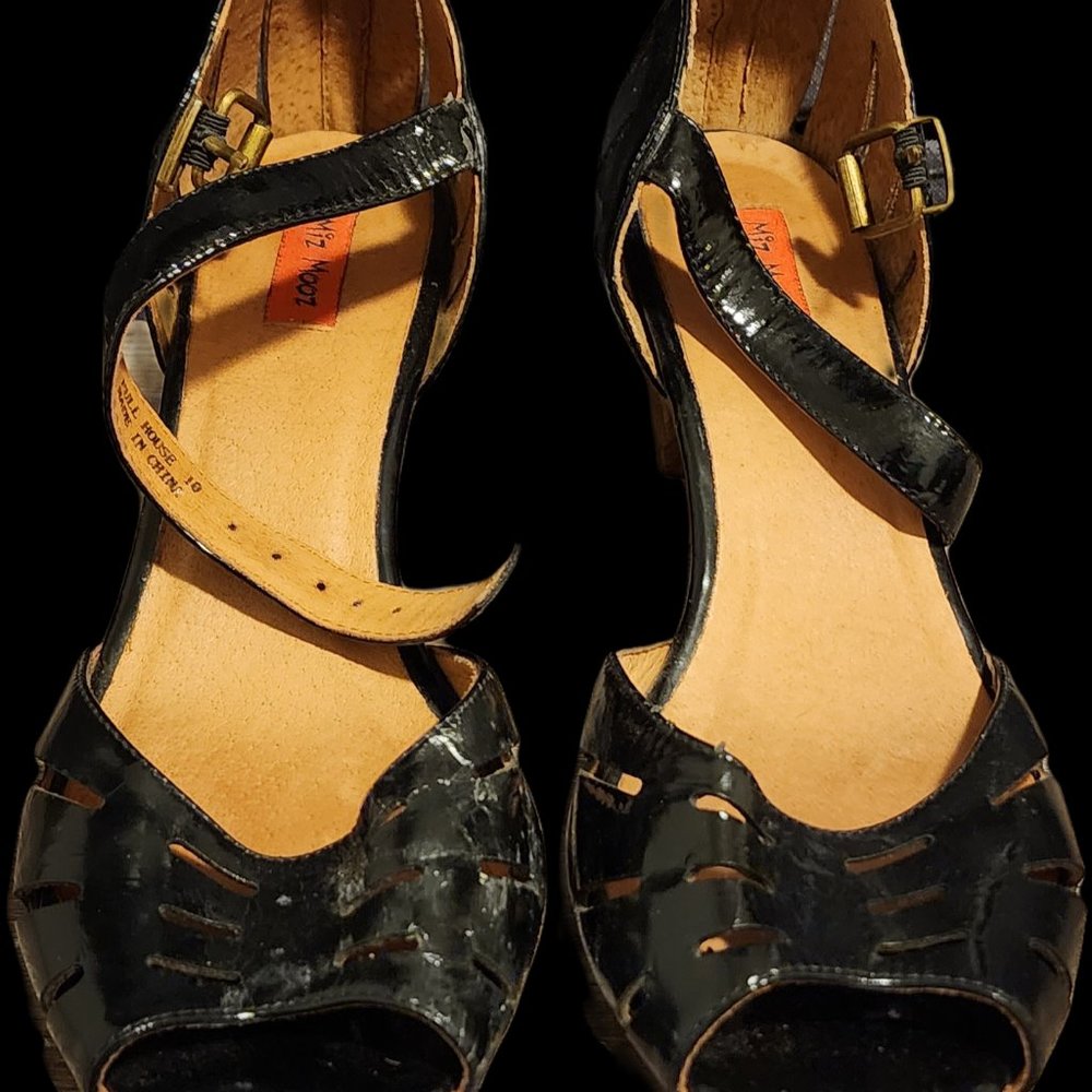 Miz Mooz Full House Open Toe Sandals Women's 10 Black Leather Open Toe